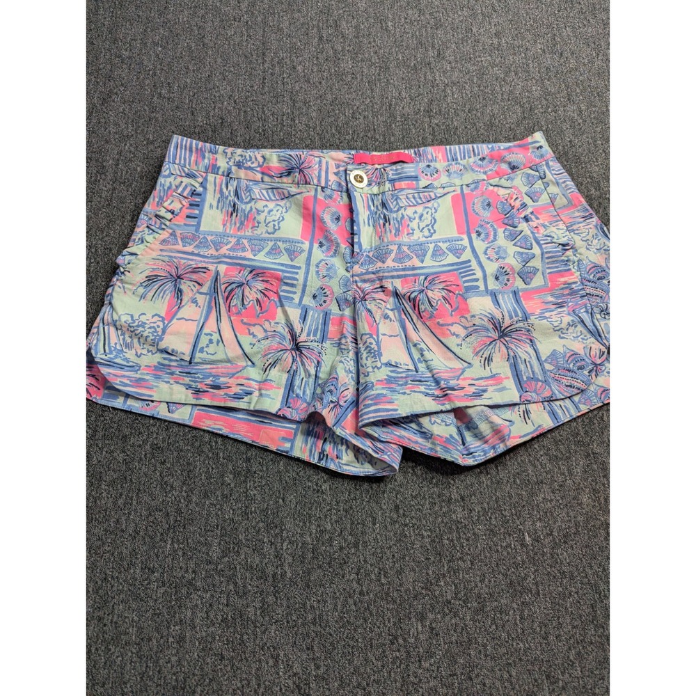 Lilly Pulitzer Callahan Shorts Womens 4 Tropical Beach Palm Tree Shell‎ Print